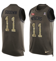 Men's Nike San Francisco 49ers #11 Marquise Goodwin Limited Green Salute to Service Tank Top NFL Jersey
