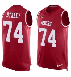Men's Nike San Francisco 49ers #74 Joe Staley Limited Red Player Name & Number Tank Top NFL Jersey