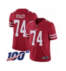 Youth San Francisco 49ers #74 Joe Staley Red Team Color Vapor Untouchable Limited Player 100th Season Football Jersey