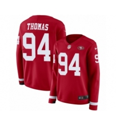 Women's Nike San Francisco 49ers #94 Solomon Thomas Limited Red Therma Long Sleeve NFL Jersey