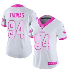 Women's Nike San Francisco 49ers #94 Solomon Thomas Limited White/Pink Rush Fashion NFL Jersey