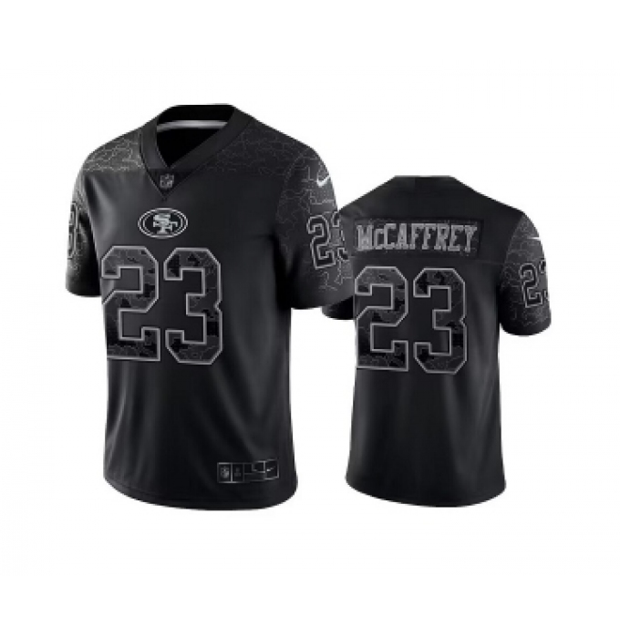 Men's San Francisco 49ers #23 Christian McCaffrey Black Reflective Limited Stitched Football Jersey