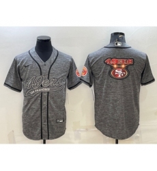 Men's San Francisco 49ers Grey Team Big Logo With Patch Cool Base Stitched Baseball Jersey
