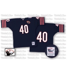 Mitchell and Ness Chicago Bears #40 Gale Sayers Blue Team Color Big Number with Bear Patch Authentic Throwback NFL Jersey