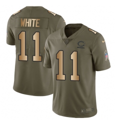 Men's Nike Chicago Bears #11 Kevin White Limited Olive/Gold Salute to Service NFL Jersey