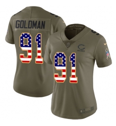 Women's Nike Chicago Bears #91 Eddie Goldman Limited Olive/USA Flag Salute to Service NFL Jersey