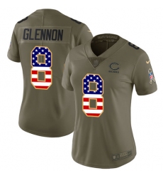 Women's Nike Chicago Bears #8 Mike Glennon Limited Olive/USA Flag Salute to Service NFL Jersey