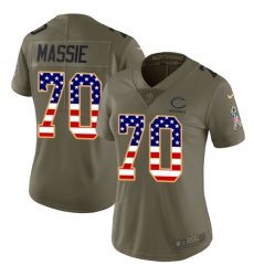 Women's Nike Chicago Bears #70 Bobby Massie Limited Olive/USA Flag Salute to Service NFL Jersey