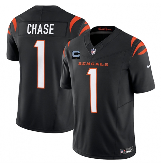 Men's Cincinnati Bengals #1 Ja'Marr Chase Black 2025 F.U.S.E. With 1-Star C Vapor Untouchable Limited Stitched Football Jersey
