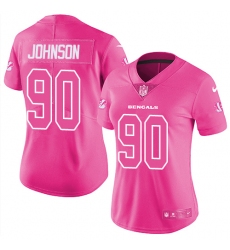 Women's Nike Cincinnati Bengals #90 Michael Johnson Limited Pink Rush Fashion NFL Jersey