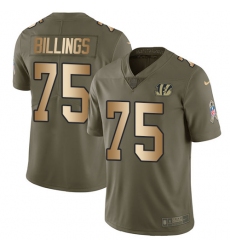 Men's Nike Cincinnati Bengals #75 Andrew Billings Limited Olive/Gold 2017 Salute to Service NFL Jersey