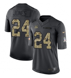 Men's Nike Cincinnati Bengals #24 Adam Jones Limited Black 2016 Salute to Service NFL Jersey