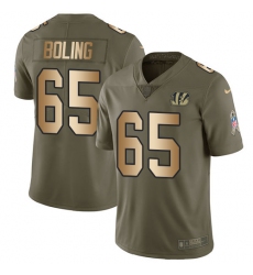 Youth Nike Cincinnati Bengals #65 Clint Boling Limited Olive/Gold 2017 Salute to Service NFL Jersey