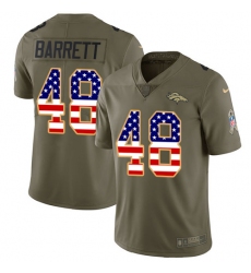 Youth Nike Denver Broncos #48 Shaquil Barrett Limited Olive/USA Flag 2017 Salute to Service NFL Jersey
