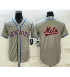 Men's New York Mets Big Logo Grey Cool Base Stitched Baseball Jersey
