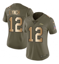 Women's Nike Denver Broncos #12 Paxton Lynch Limited Olive/Gold 2017 Salute to Service NFL Jersey