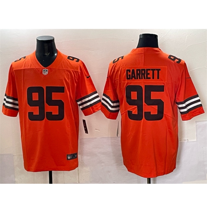 Men's Cleveland Browns #95 Myles Garrett Orange Vapor Limited Football Stitched Jersey