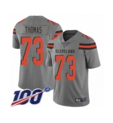 Men's Cleveland Browns #73 Joe Thomas Limited Gray Inverted Legend 100th Season Football Jersey