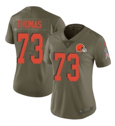 Women's Nike Cleveland Browns #73 Joe Thomas Limited Olive 2017 Salute to Service NFL Jersey