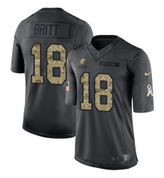 Youth Nike Cleveland Browns #18 Kenny Britt Limited Black 2016 Salute to Service NFL Jersey