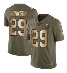 Youth Nike Cleveland Browns #29 Duke Johnson Limited Olive/Gold 2017 Salute to Service NFL Jersey
