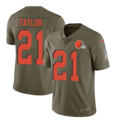Men's Nike Cleveland Browns #21 Jamar Taylor Limited Olive 2017 Salute to Service NFL Jersey