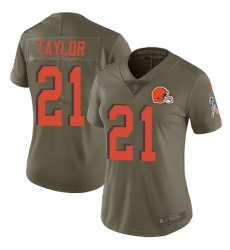 Women's Nike Cleveland Browns #21 Jamar Taylor Limited Olive 2017 Salute to Service NFL Jersey