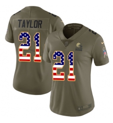 Women's Nike Cleveland Browns #21 Jamar Taylor Limited Olive/USA Flag 2017 Salute to Service NFL Jersey