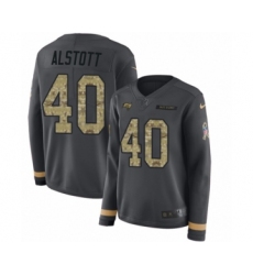 Women's Nike Tampa Bay Buccaneers #40 Mike Alstott Limited Black Salute to Service Therma Long Sleeve NFL Jersey