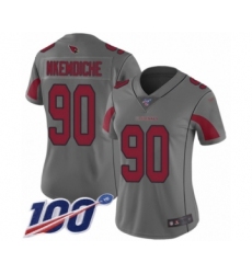Women's Arizona Cardinals #90 Robert Nkemdiche Limited Silver Inverted Legend 100th Season Football Jersey