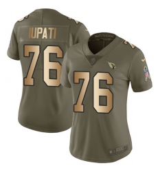 Women's Nike Arizona Cardinals #76 Mike Iupati Limited Olive/Gold 2017 Salute to Service NFL Jersey