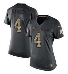 Women's Nike Arizona Cardinals #4 Phil Dawson Limited Black 2016 Salute to Service NFL Jersey