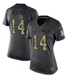 Women's Nike Arizona Cardinals #14 J.J. Nelson Limited Black 2016 Salute to Service NFL Jersey