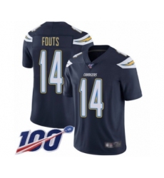 Men's Los Angeles Chargers #14 Dan Fouts Navy Blue Team Color Vapor Untouchable Limited Player 100th Season Football Jersey