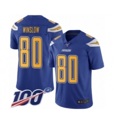 Men's Los Angeles Chargers #80 Kellen Winslow Limited Electric Blue Rush Vapor Untouchable 100th Season Football Jersey