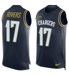 Men's Nike Los Angeles Chargers #17 Philip Rivers Limited Navy Blue Player Name & Number Tank Top NFL Jersey