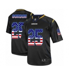 Men's Los Angeles Chargers #25 Melvin Gordon Elite Black USA Flag Fashion Football Jersey