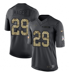 Men's Nike Los Angeles Chargers #29 Craig Mager Limited Black 2016 Salute to Service NFL Jersey