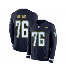 Youth Nike Los Angeles Chargers #76 Russell Okung Limited Navy Blue Therma Long Sleeve NFL Jersey