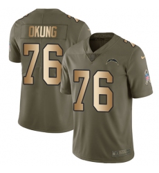 Youth Nike Los Angeles Chargers #76 Russell Okung Limited Olive/Gold 2017 Salute to Service NFL Jersey