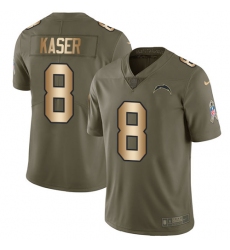 Men's Nike Los Angeles Chargers #8 Drew Kaser Limited Olive/Gold 2017 Salute to Service NFL Jersey