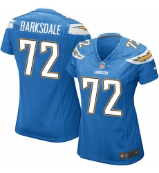 Women's Nike Los Angeles Chargers #72 Joe Barksdale Game Electric Blue Alternate NFL Jersey