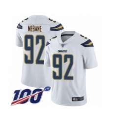 Men's Los Angeles Chargers #92 Brandon Mebane White Vapor Untouchable Limited Player 100th Season Football Jersey