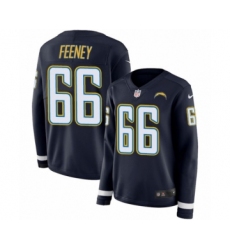 Women's Nike Los Angeles Chargers #66 Dan Feeney Limited Navy Blue Therma Long Sleeve NFL Jersey