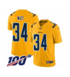 Men's Los Angeles Chargers #34 Derek Watt Navy Blue Team Color Vapor Untouchable Limited Player 100th Season Football Jersey