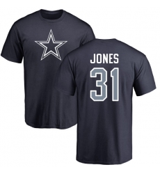 NFL Nike Dallas Cowboys #31 Byron Jones Navy Blue Name & Number Logo T-Shirt