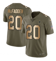 Youth Nike Dallas Cowboys #20 Darren McFadden Limited Olive/Gold 2017 Salute to Service NFL Jersey