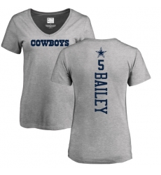 NFL Women's Nike Dallas Cowboys #5 Dan Bailey Ash Backer V-Neck T-Shirt