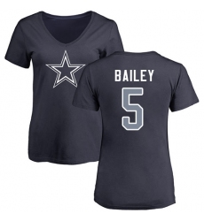 NFL Women's Nike Dallas Cowboys #5 Dan Bailey Navy Blue Name & Number Logo Slim Fit T-Shirt