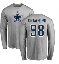NFL Nike Dallas Cowboys #98 Tyrone Crawford Ash Name & Number Logo Long Sleeve T-Shirt